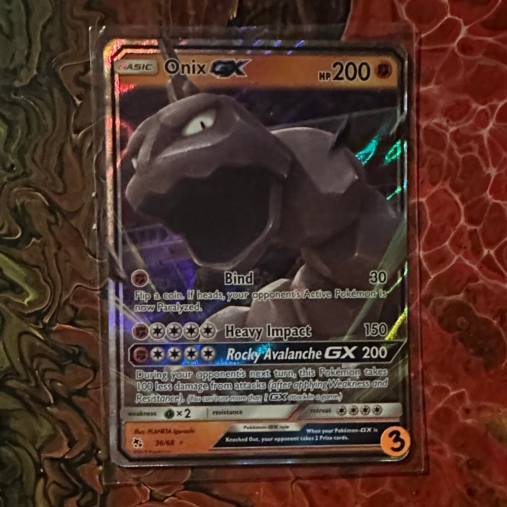 Pokemon Onix GX Card - Black and Blue
